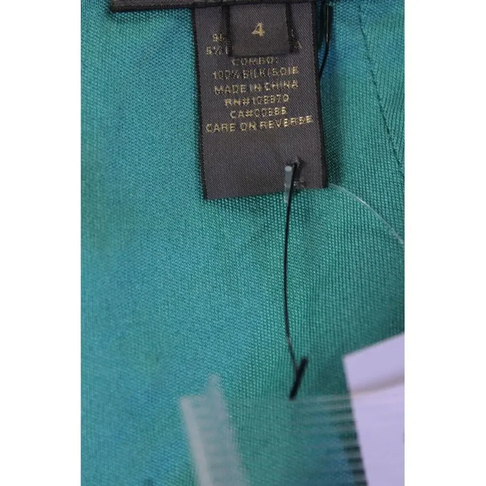 Zac Posen Womens Silk Short Sleeves V Neck A Line Dress Turquoise Blue Size 4 - Picture 6 of 7